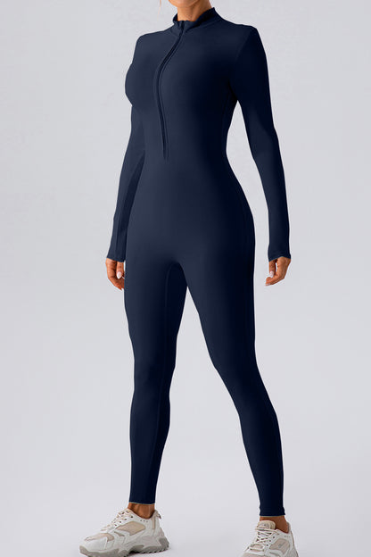 Half Zip Mock Neck Active Jumpsuit