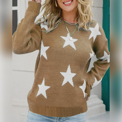 Star Pattern Round Neck Sweater