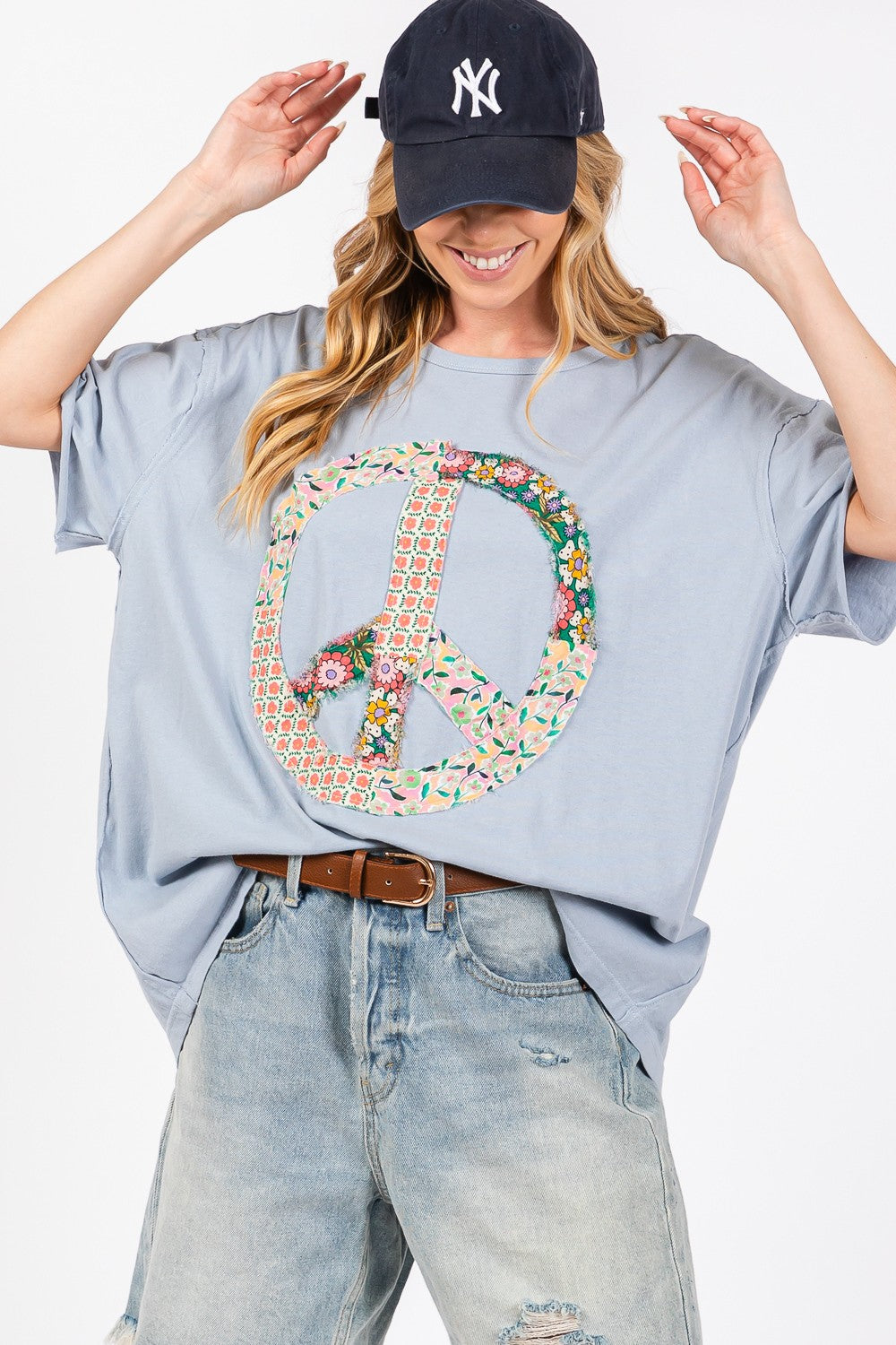 SAGE + FIG Peace Sign Round Neck Half Sleeve T-Shirt