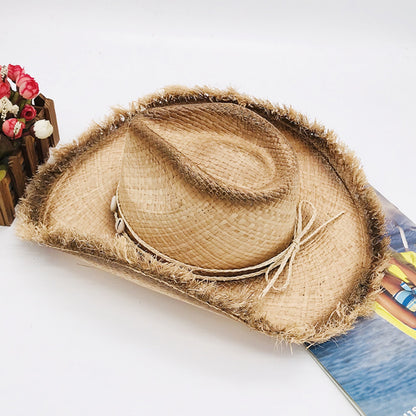 Raw Hem Wide Brim Raffia Hat