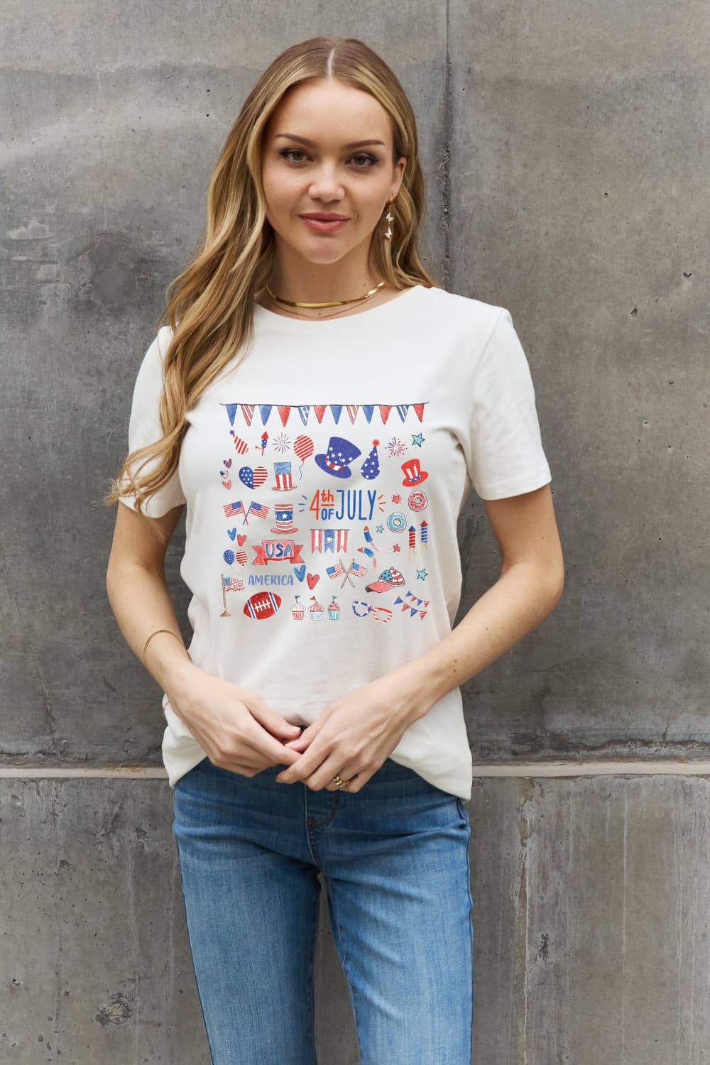 Simply Love 4TH OF JULY USA AMERICA Graphic Cotton Tee