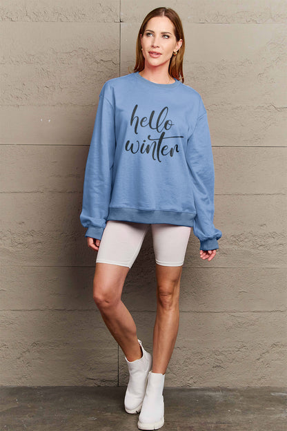 Simply Love Full Size HELLO WINTER Graphic Sweatshirt