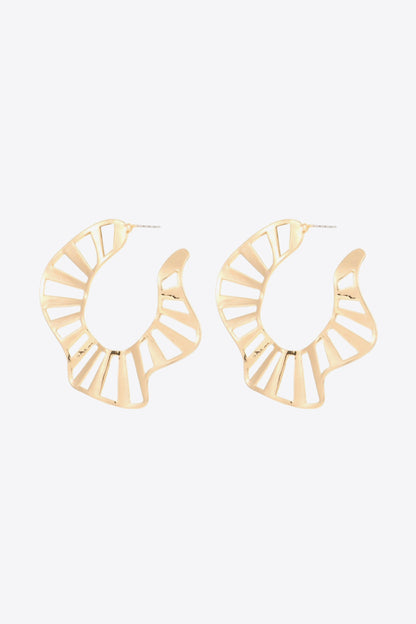 Cutout Zinc Alloy C-Hoop Earrings