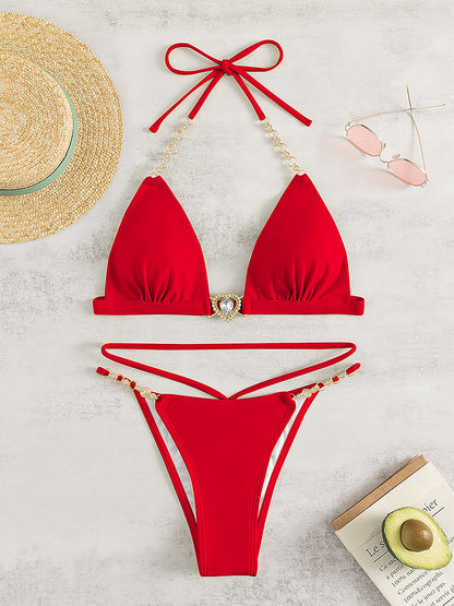 Chain Tied Two-Piece Bikini Set