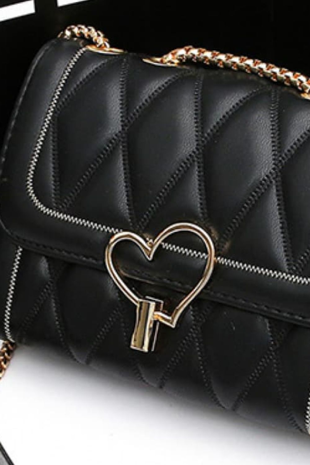 Heart Buckle PU Leather Crossbody Bag