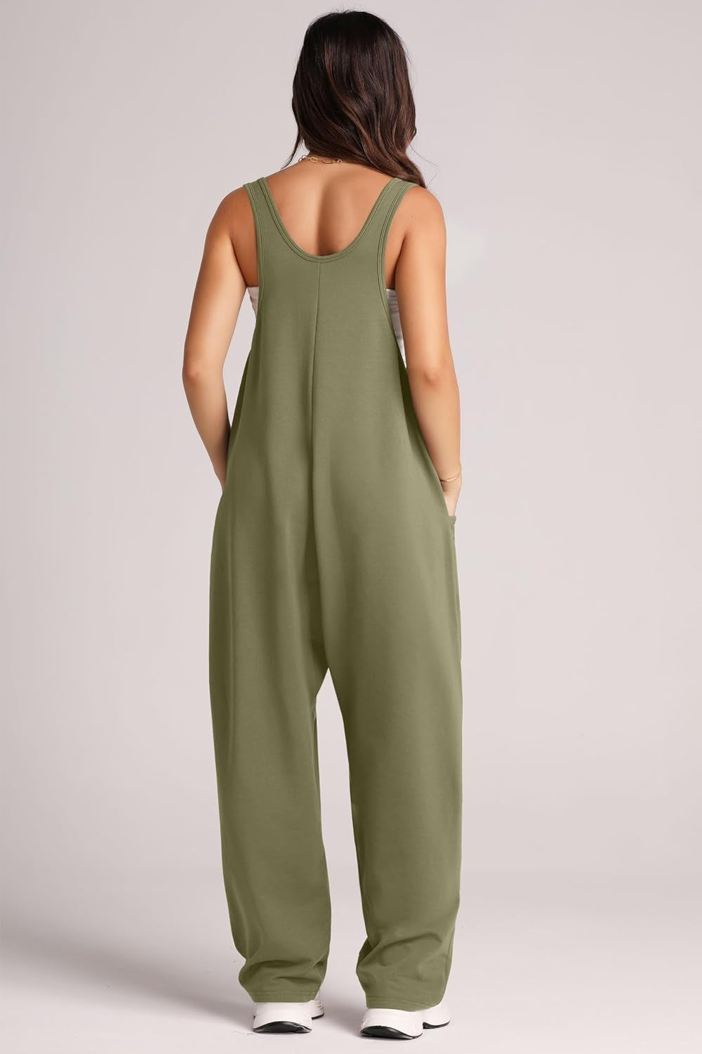 Wide Strap Jumpsuit with Pockets