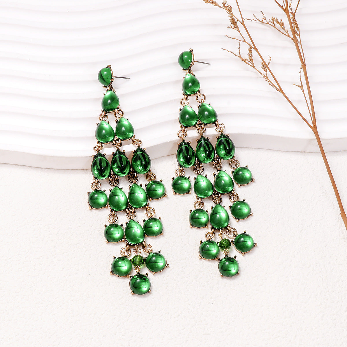 Alloy & Rhinestone Teardrop Earrings