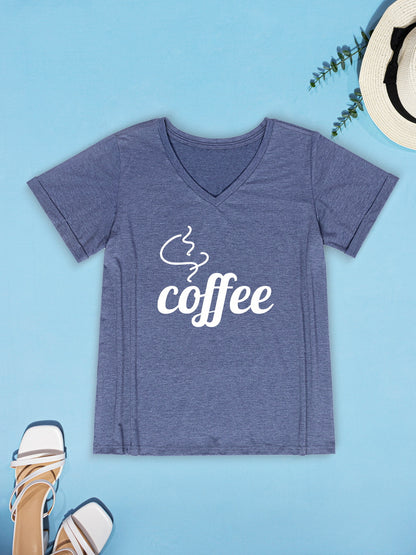 COFFEE V-Neck Short Sleeve T-Shirt