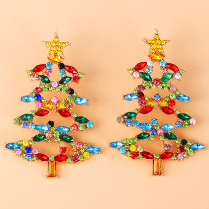 Christmas Tree Rhinestone Alloy Earrings