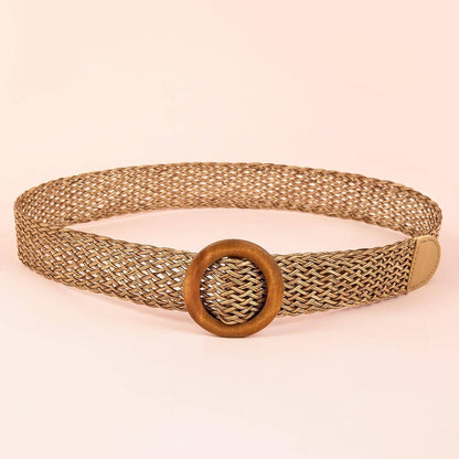 Round Buckle Woven Belt