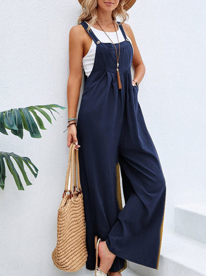 Full Size Square Neck Wide Strap Overalls