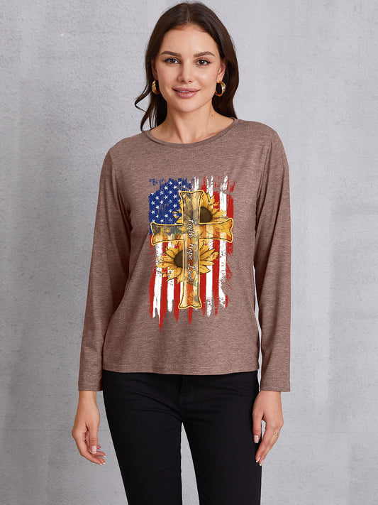 Graphic Round Neck Long Sleeve T-Shirt