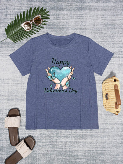 HAPPY VALENTINE'S DAY Round Neck Short Sleeve T-Shirt