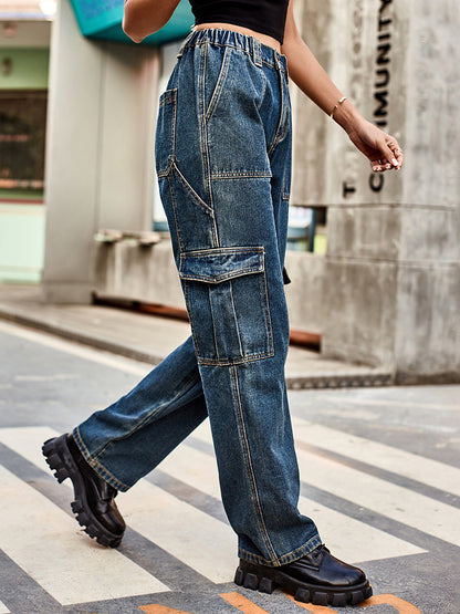 Straight Leg Cargo Jeans