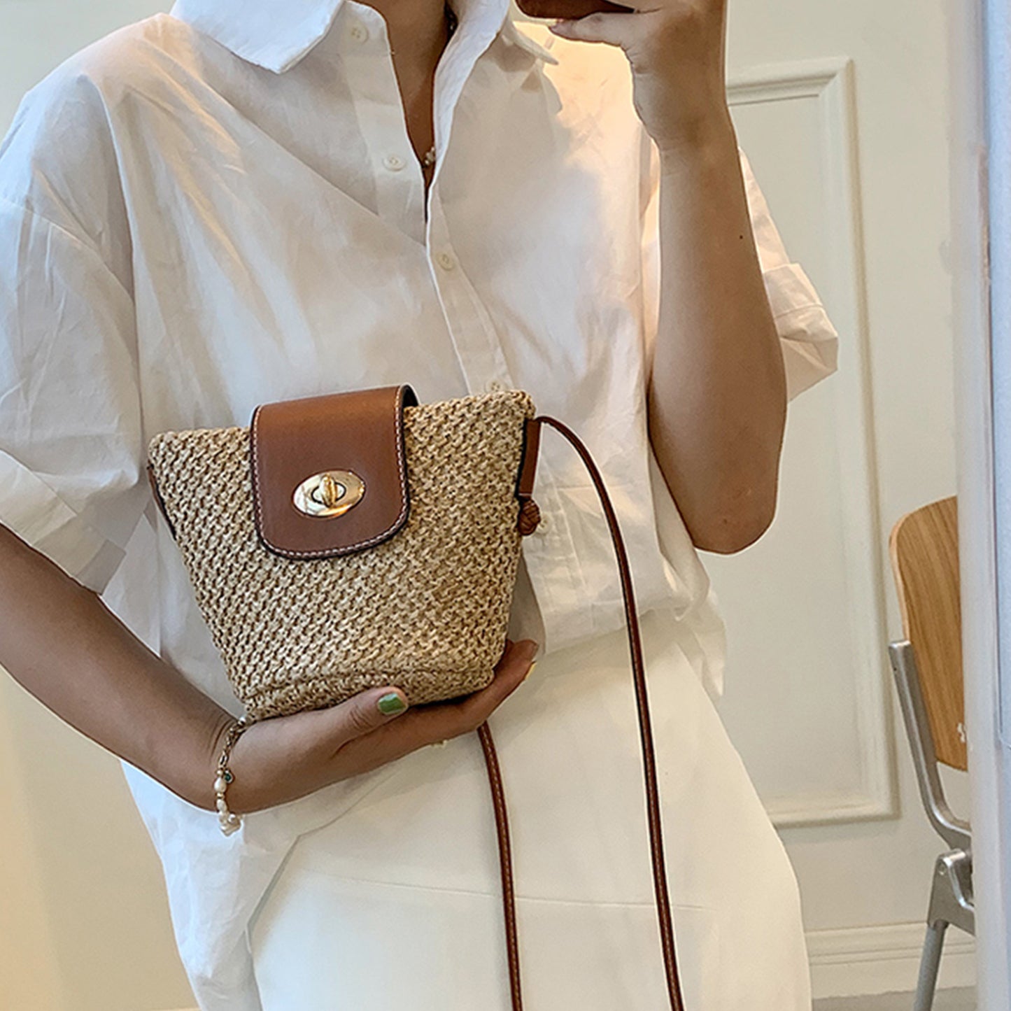 Straw Braided Crossbody Bag