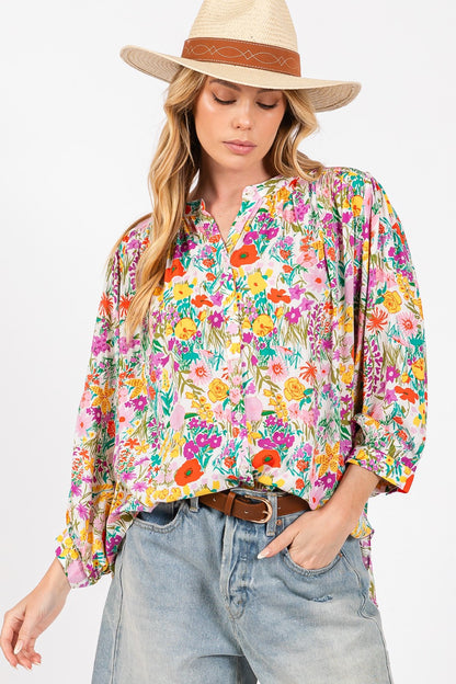 SAGE + FIG Button Down Floral Shirt