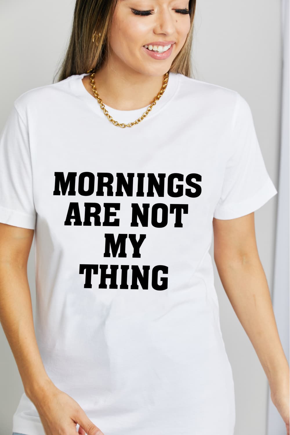 Simply Love Simply Love Full Size MORNINGS ARE NOT MY THING Graphic Cotton T-Shirt