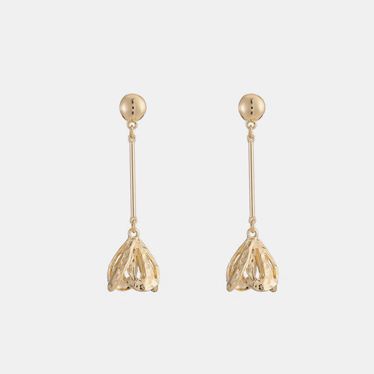 Gold-Plated Flower Dangle Earrings