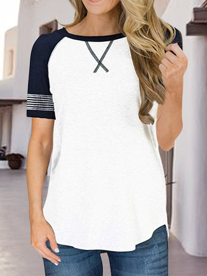 Striped Round Neck Short Sleeve T-Shirt