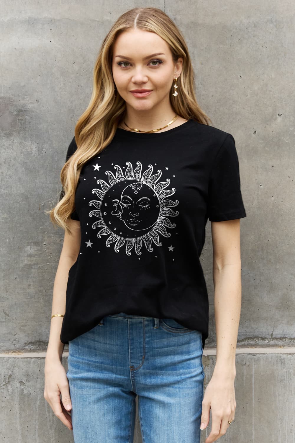 Simply Love Simply Love Sun and Star Graphic Cotton Tee