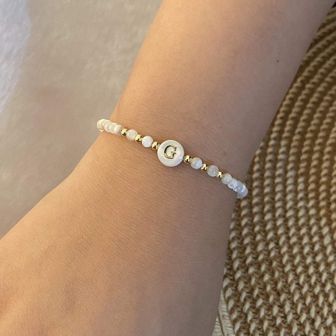 Stainless Steel Shell Letter Bead Bracelet