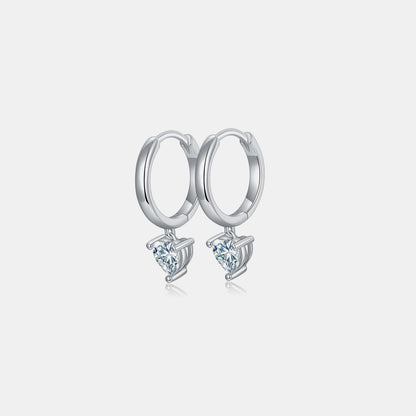 1 Carat Moissanite 925 Sterling Silver Heart Earrings