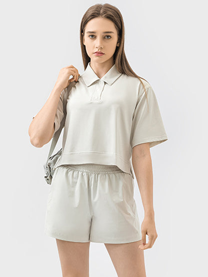 Half Button Short Sleeve Active T-Shirt