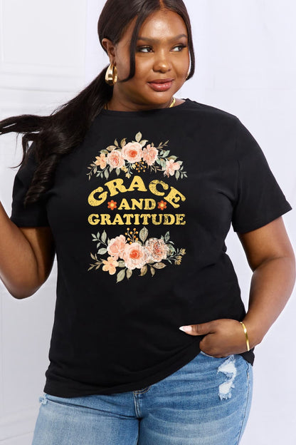 Simply Love Simply Love Full Size GRACE AND GRATITUDE Graphic Cotton Tee