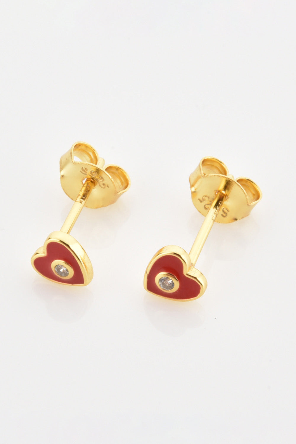 Zircon 925 Sterling Silver Heart Stud Earrings