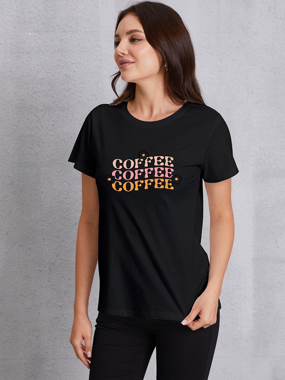 COFFEE Round Neck Short Sleeve T-Shirt