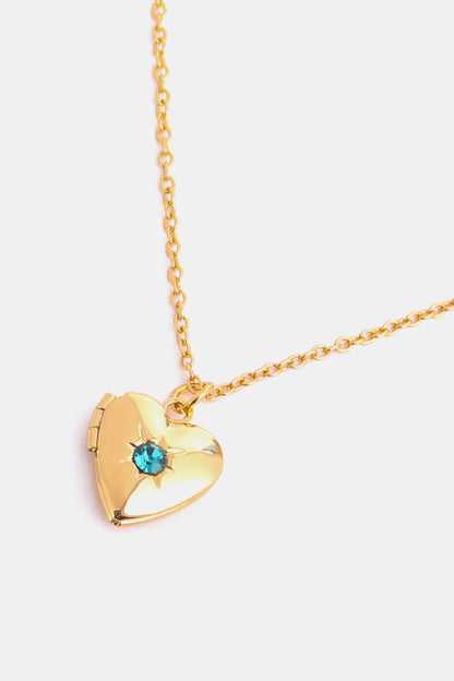 Zircon Heart Shape 14K Gold-Plated Pendant Necklace