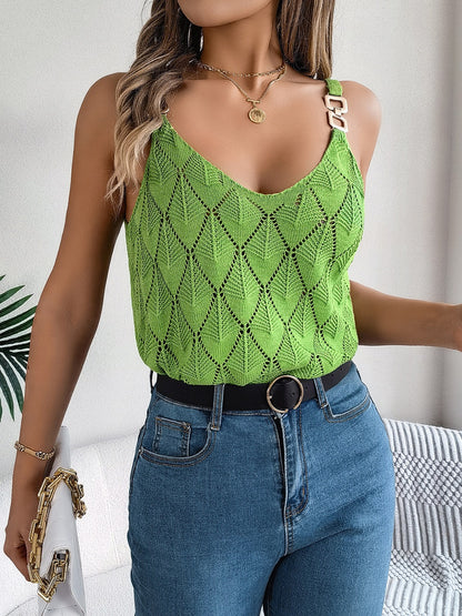 Openwork Scoop Neck Knit Vest