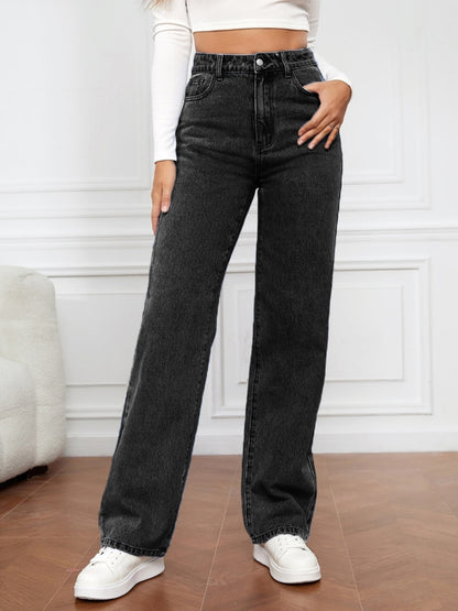 High Waist Straight Jeans