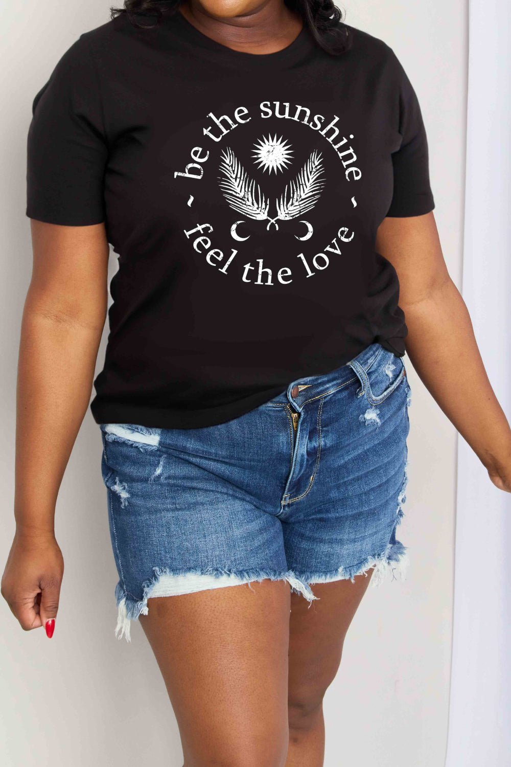 Simply Love Simply Love Full Size BE THE SUNSHINE FEEL THE LOVE Graphic Cotton Tee