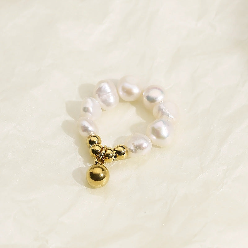 Stainless Steel Freshwater Pearl Ring