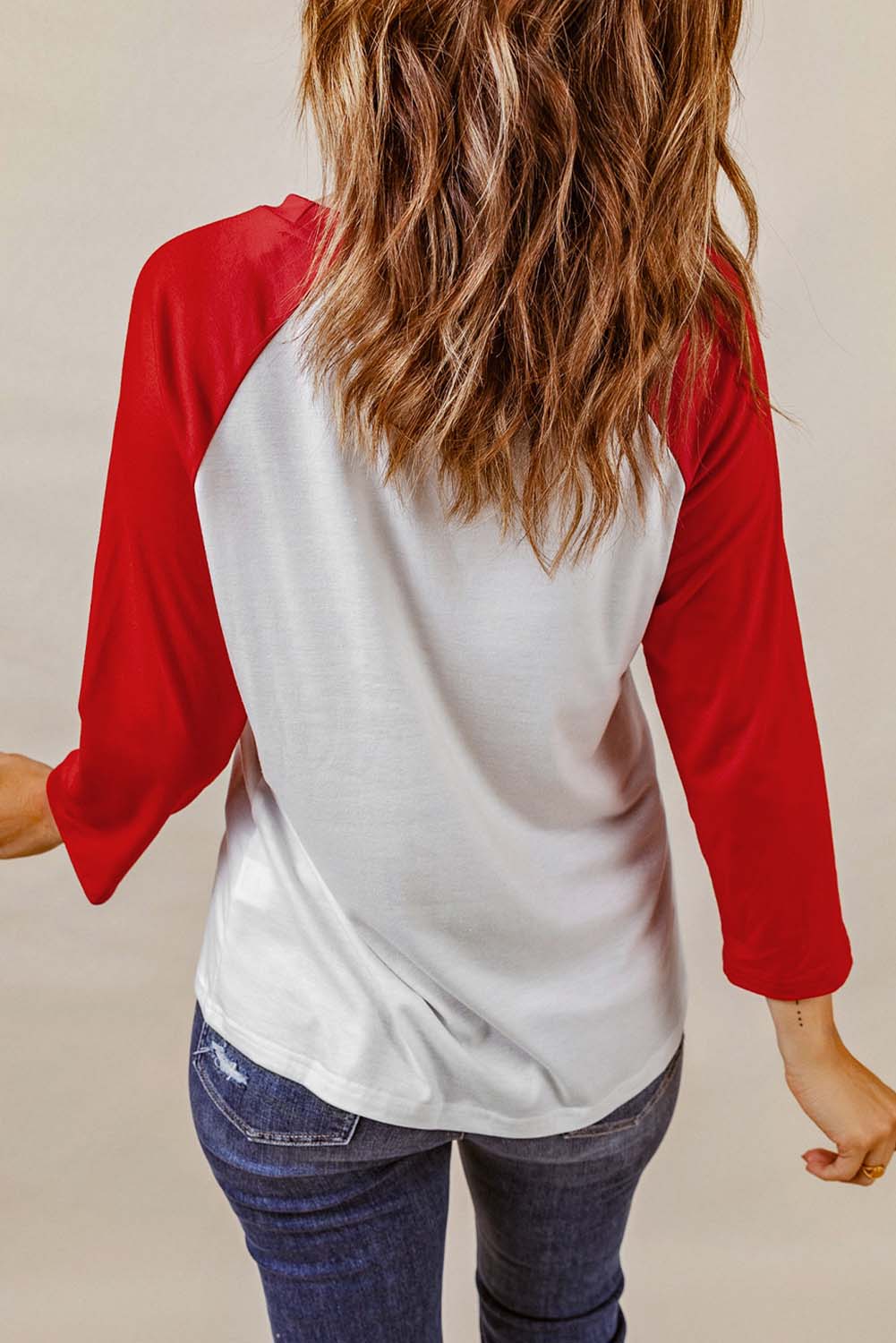 Raglan Sleeve Round Neck LOVE AMERICA Graphic Tee