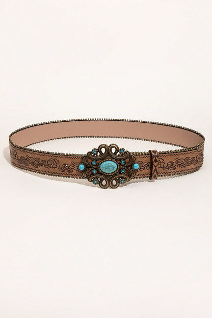 Leaf Pattern PU Leather Belt