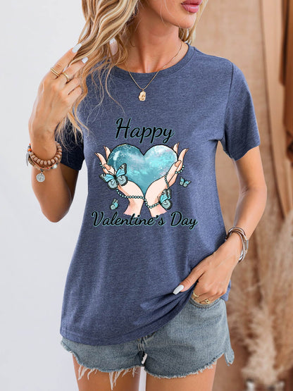 HAPPY VALENTINE'S DAY Round Neck Short Sleeve T-Shirt