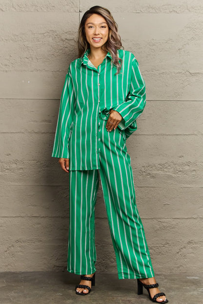 Striped Shirt and Pants Set