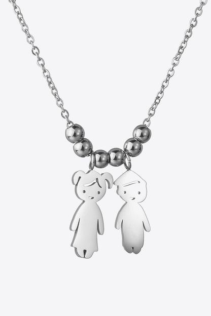 Boy and Girl Pendant Stainless Steel Necklace