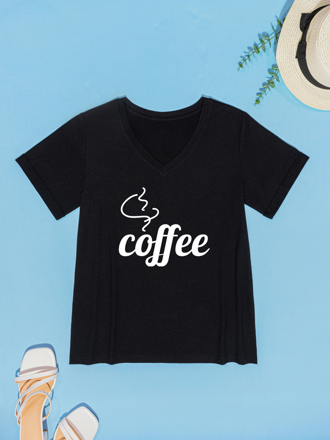 COFFEE V-Neck Short Sleeve T-Shirt