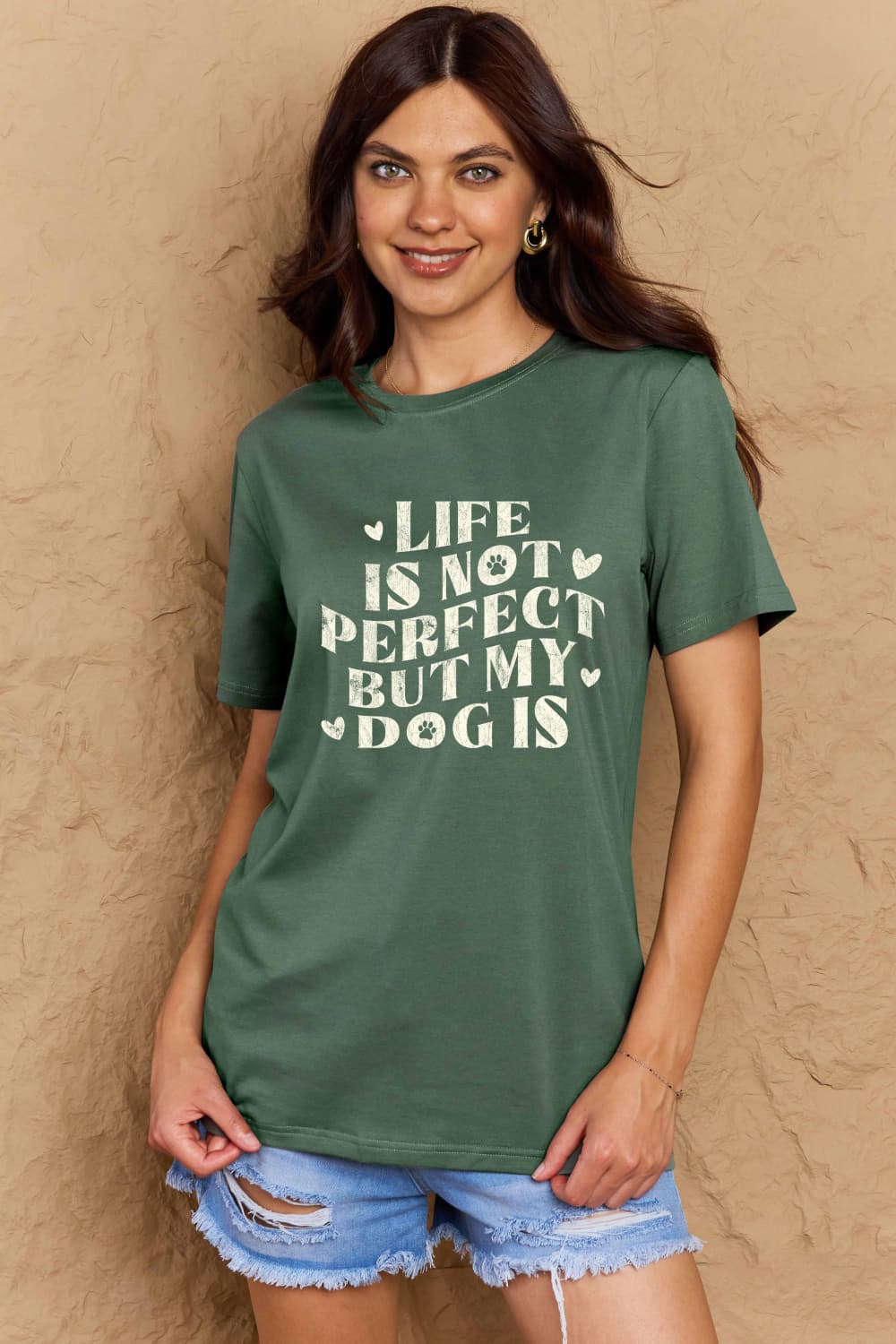 Simply Love Full Size Dog Slogan Graphic Cotton T-Shirt