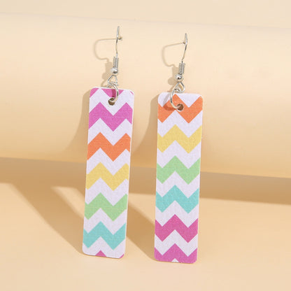 Leather Contrast Chevron Earrings