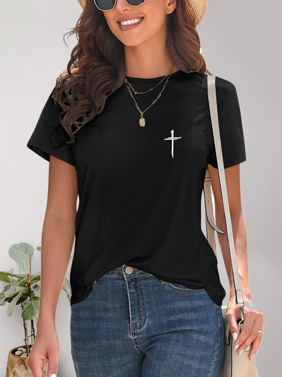 Cross Graphic Round Neck T-Shirt