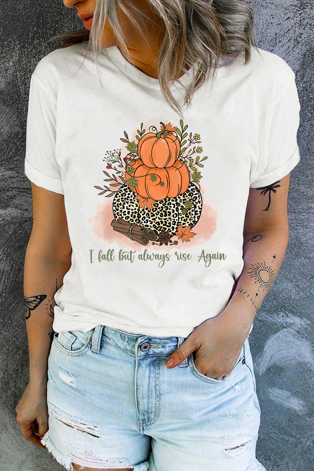 Short Sleeve Round Neck Pumpkin Graphic Tee