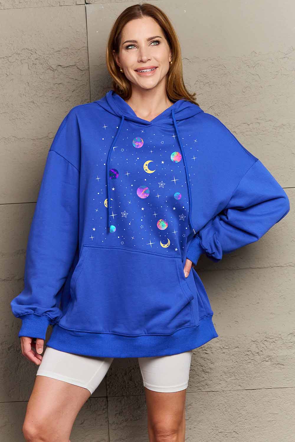 Simply Love Simply Love Full Size Dropped Shoulder Star & Moon Graphic Hoodie