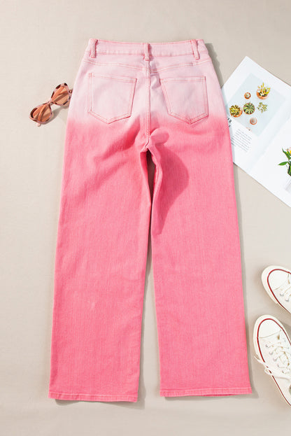 Rhinestone Gradient Straight Jeans