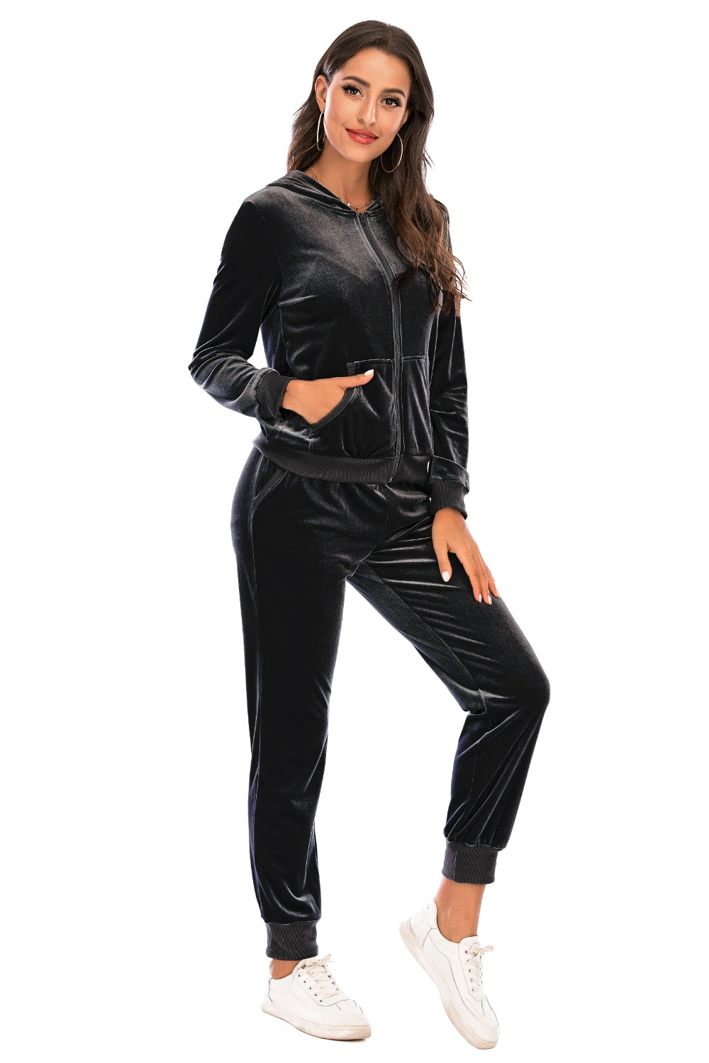 Zip-Up Hooded Jacket and Pants Set