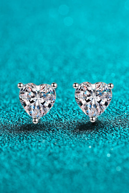 2 Carat Moissanite Heart-Shaped Stud Earrings