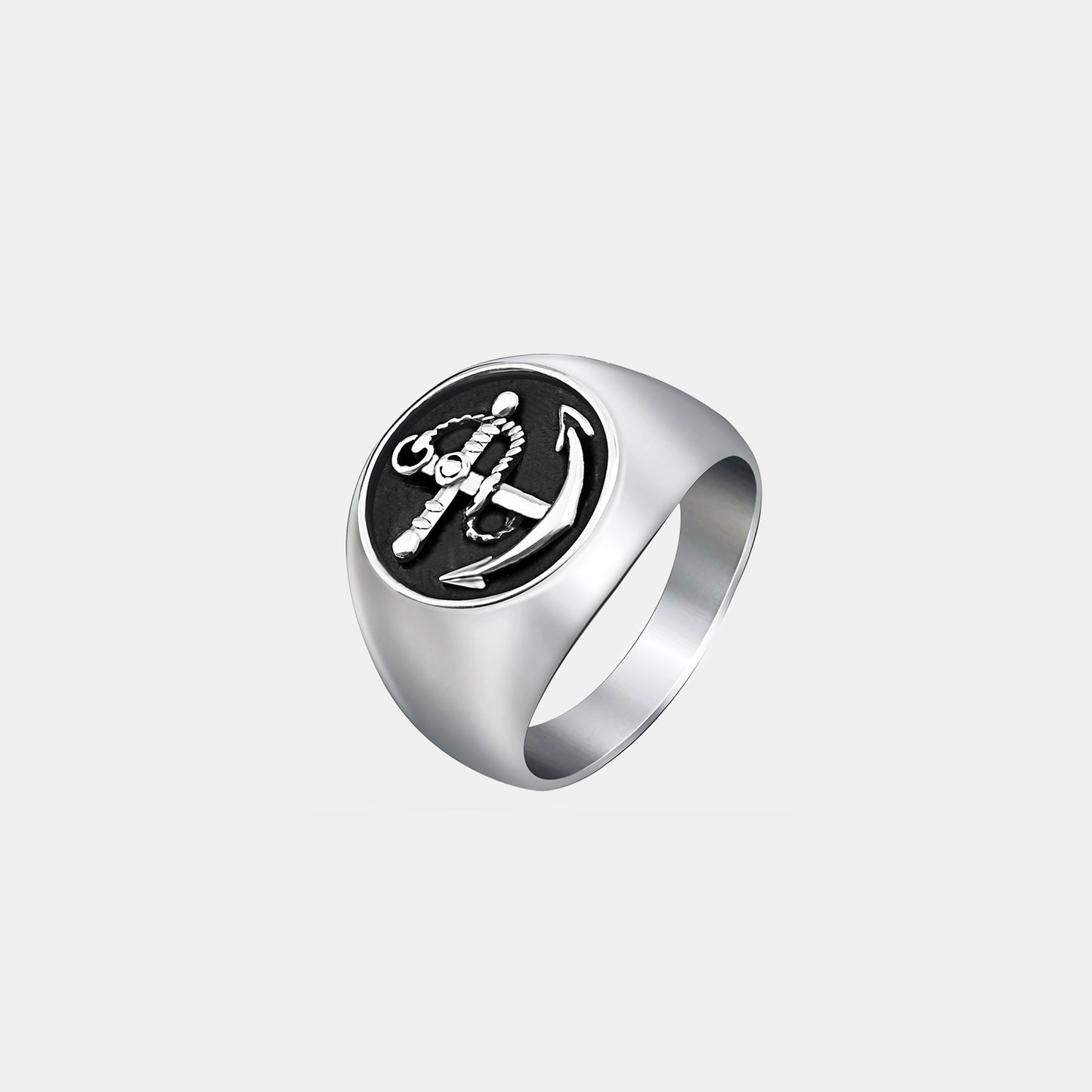 Titanium Steel Anchor Signet Ring